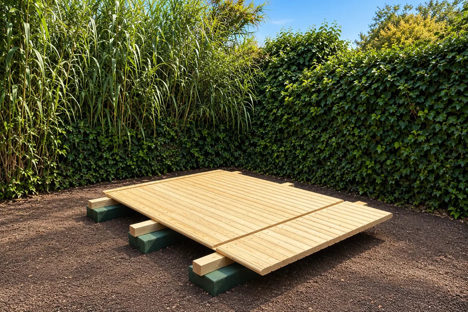 Base de madera preparada para montar una sauna en Tenerife